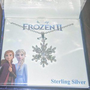 Frozen II Disney Sterling Silver Snowflake Necklace, Winter Christmas Gift Kids